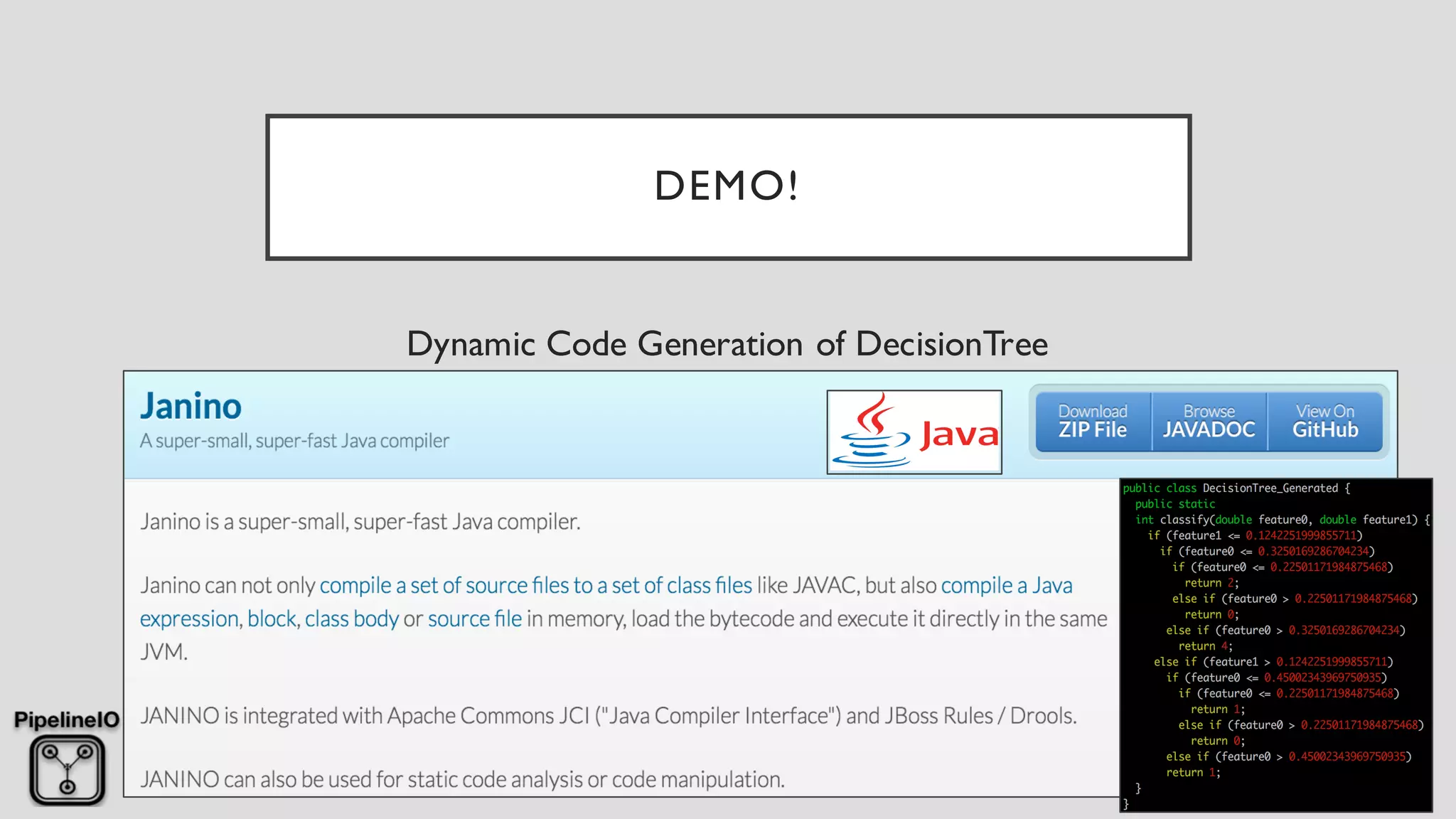 DEMO!
Dynamic Code Generation of DecisionTree
 