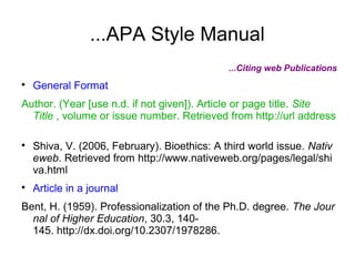 Citation And Style Mannuals | PPT