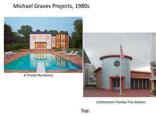 Michael Graves Projects, 1980s
A Private Residence
Top:
Celebration Florida Fire Station
 