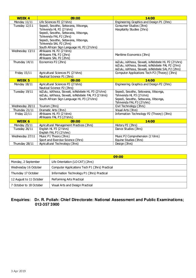 Nov 2019 NSC timetable