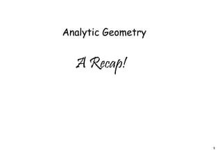 Analytic Geometry


  A Recap!




                    1
 