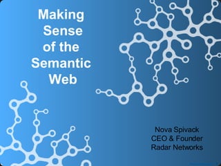 Nova Spivack CEO & Founder Radar Networks Making  Sense of the  Semantic  Web 