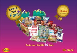 SEJA UM REVENDEDOR
Trabalhe com nossas cestas, e tenha uma renda extra!
GANHE
R$ 25,00
POR CADA CESTA!
VENDA 2CESTAS POR DIA, E GANHE!
R$1.500,00 POR MÊS!
TENHA UMA
RENDA EXTRA!
1º FORMA DE GANHOS
TOP MANTIMENTO
TOP GULOSEIMAS
TOP HIGIENE E LIMPEZA
TOP MISTA
Ganhos de revenda
 