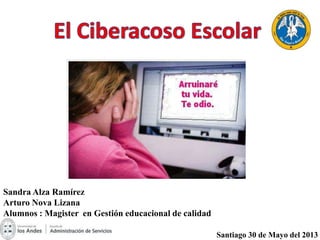 Santiago 30 de Mayo del 2013
Sandra Alza Ramírez
Arturo Nova Lizana
Alumnos : Magister en Gestión educacional de calidad
 