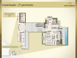 Materialpreliminardeusointerno,sujeitoaalterações.
Implantação - 2º pavimento
Acesso ao Shopping
Recepção
VIP
 