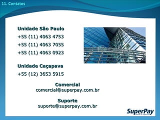 Unidade São Paulo +55 (11) 4063 4753  +55 (11) 4063 7055 +55 (11) 4063 0923 Unidade Caçapava +55 (12) 3653 5915 Comercial [email_address] Suporte [email_address] 