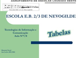 ESCOLA E.B. 2/3 DE NEVOGILDE


    Tecnologias de Informação e
           Comunicação
            Aula Nº7/8




Manuela Noval
Ano Letivo 2011/2012
 