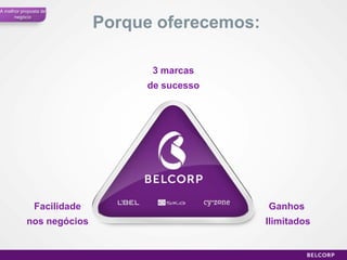 A melhor proposta de
      negócio
                           Porque oferecemos:

                                 3 marcas
                                de sucesso




              Facilidade                        Ganhos
           nos negócios                         Ilimitados


                                                             30
 