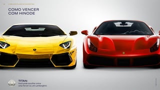 COMO VENCER
COM HINODE
TITAN:
Você pode escolher entre
uma Ferrari ou um Lamborghini.
Imagensilustrativas
O MELHOR PLANO DE MARKETING35
 