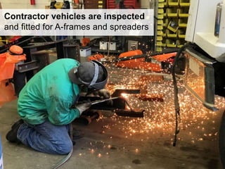 10
Contractor vehicles are inspected
and fitted for A-frames and spreaders
 