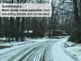 25
Subdivisions
Main roads made passable, then
remaining streets and cul-de-sacs
 