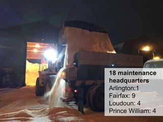 6
18 maintenance
headquarters
Arlington:1
Fairfax: 9
Loudoun: 4
Prince William: 4
 