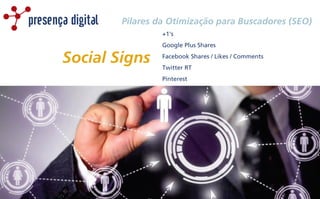 Pilares da Otimização para Buscadores (SEO)
Social Signs
+1's
Google Plus Shares
Facebook Shares / Likes / Comments
Twitter RT
Pinterest
presença digital
 