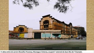 S' ubica entre els carrers Rosselló, Provença, Nicaragua i Entenza, ocupant l' extensió de dues illes de l' Eixample.
 