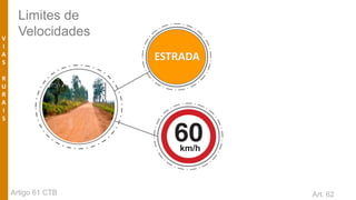 ESTRADA
Artigo 61 CTB
V
I
A
S
R
U
R
A
I
S
Limites de
Velocidades
Art. 62
 