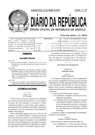 Nova lei geral do trabalho Angola 07/15