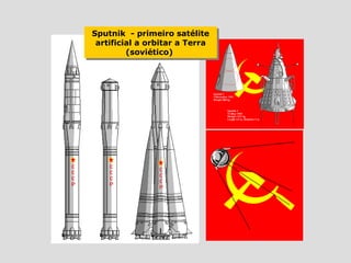 Sputnik - primeiro satélite
Sputnik - primeiro satélite
 artificial a orbitar a Terra
 artificial a orbitar a Terra
         (soviético)
          (soviético)
 