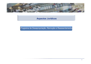 Aspectos Jurídicos



Programa de Desapropriação, Remoção e Reassentamento




                                                       33
 