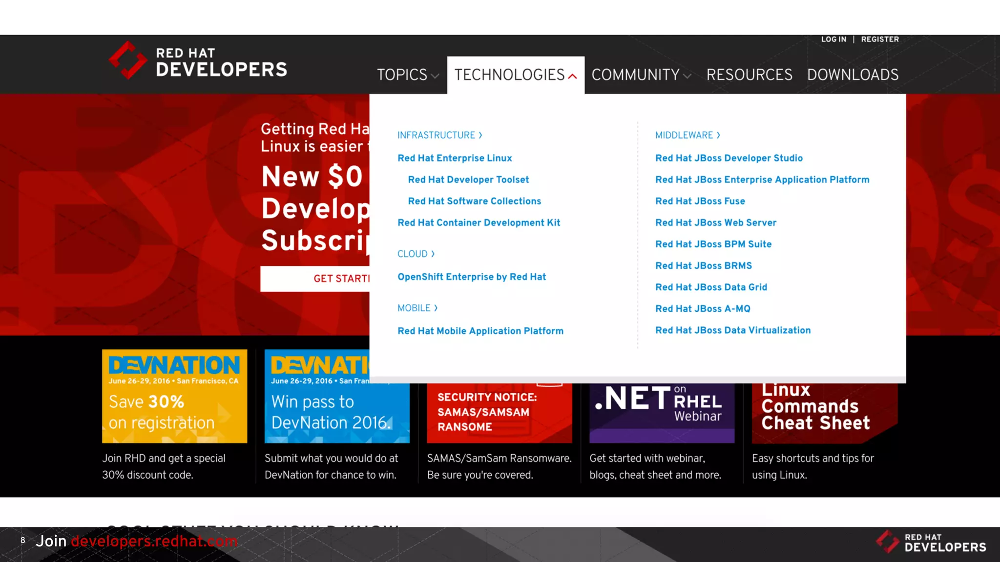 Join developers.redhat.com
CLICK TO ADD TITLE
8