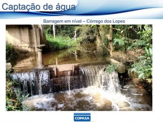 Barragem em nível – Córrego dos Lopes
Captação de água
 