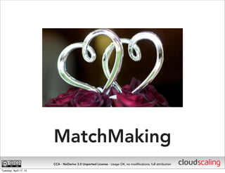 MatchMaking
                        CCA - NoDerivs 3.0 Unported License - Usage OK, no modiﬁcations, full attribution

Tue...