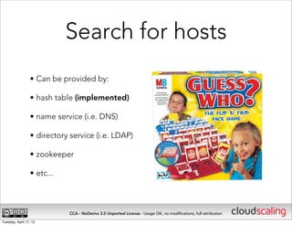 Search for hosts
                 • Can be provided by:

                 • hash table (implemented)

                 • n...