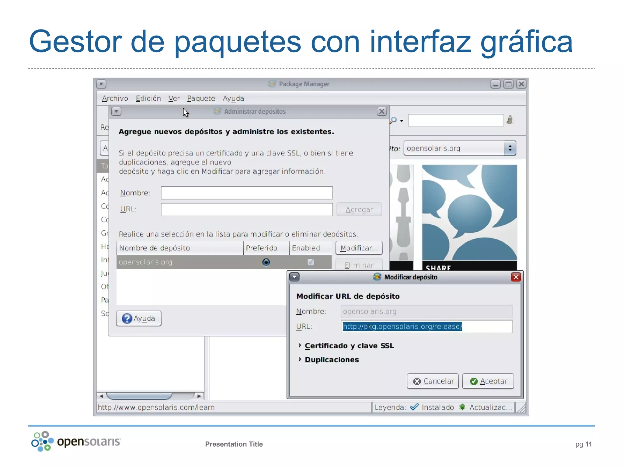 Gestor de paquetes con interfaz gráfica




            Presentation Title            pg 11
 