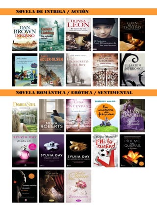 NOVELA DE INTRIGA / ACCIÓN
NOVELA ROMÁNTICA / ERÓTICA / SENTIMENTAL