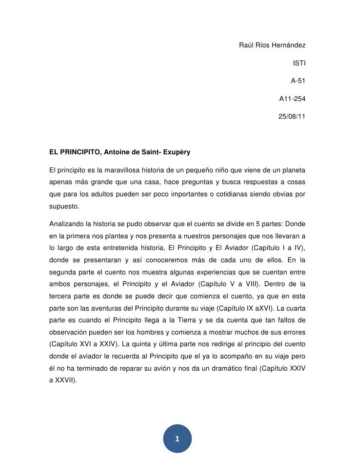 Resumen "El Principito"