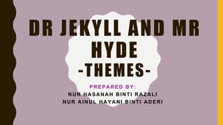 1) Good vs. Evil
- Dr Jekyll and Mr Hyde is viewed as an allegory about good and evil that exist in all
men.
- People coul...