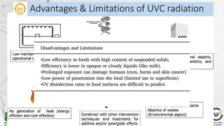 • UV radiation has been successfully applied to fluid food
matrices and surfaces
• Pasteurization of milk and juices
Impac...