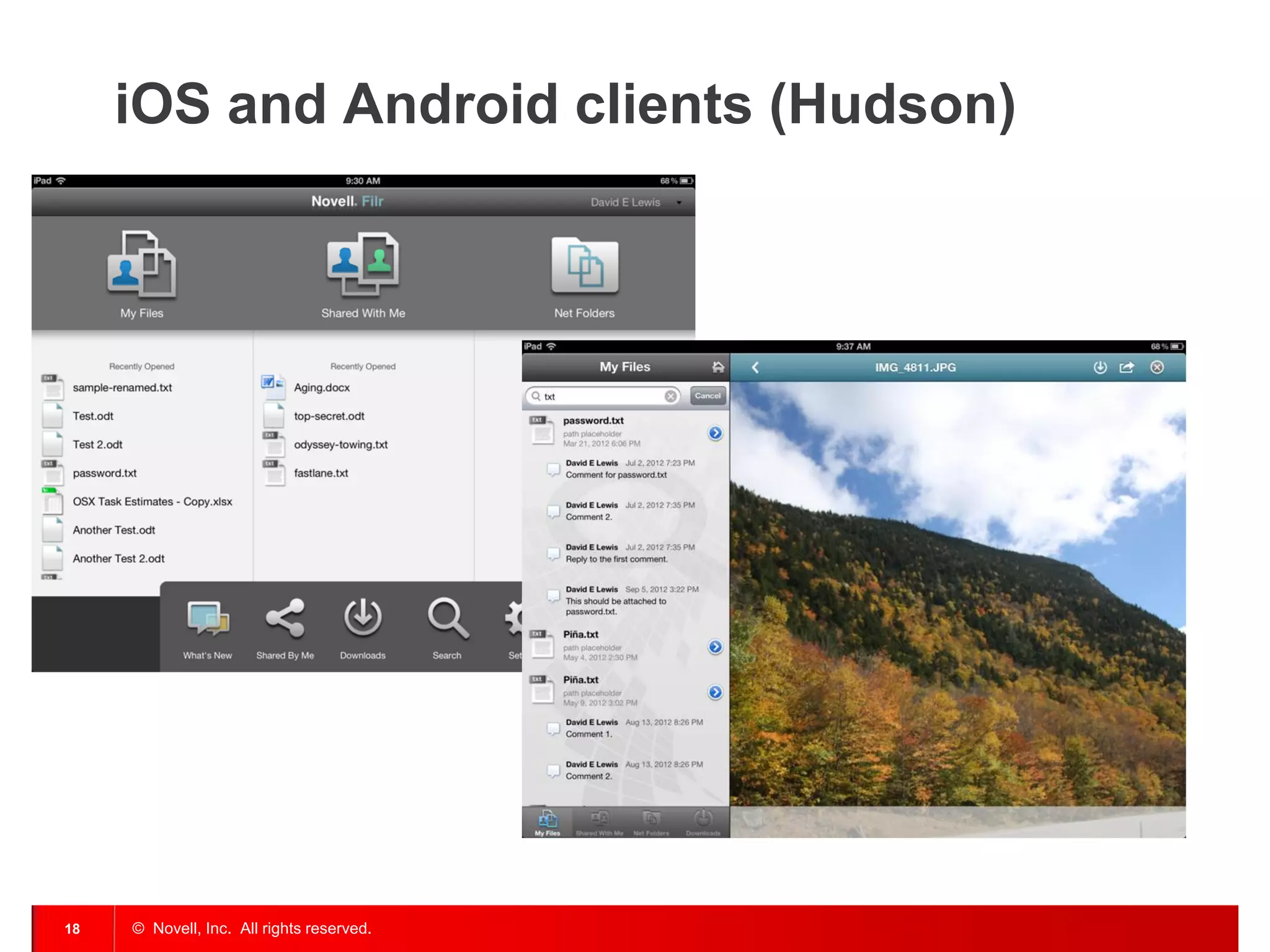 iOS and Android clients (Hudson)




18   © Novell, Inc. All rights reserved.
 