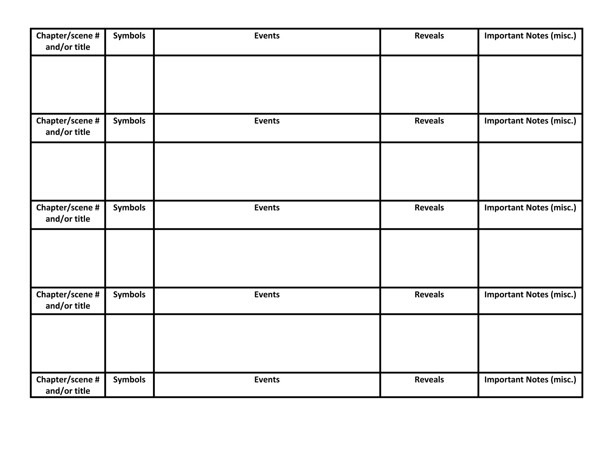 Novel outline blank template updated docx