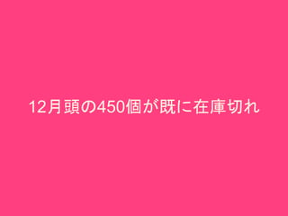 12月頭の450個が既に在庫切れ
 