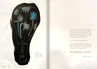 Linien, wenn sie, wie hier, in feuchte Acrylfarbe
                      gekratzt sind, müssen schnell und unvermit-
                      telt entstehen, quasi im Telegrammstil. Diese
                      Zeichnungen entstammen einem Sommera-
                      bend: eine Reihe von elf Blättern, die ich später
                      mit Kreide und Bleistift weiter schrieb.

                      Es sind Winterbilder daraus geworden.

                      Was da in den Köpfen wächst – Eisblumen, Glück,
                      Phantasien, Musik, böse Geheimnisse oder eben
                      Nebel und Vergessen – und in welche Richtung
                      es weiter rankt … ich weiß es nicht.


                      Die Gedanken sind frei.
                                                  Magdalena Bergheim




36 – Leben im Nebel
 