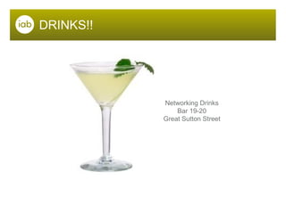 DRINKS!! Networking Drinks Bar 19-20 Great Sutton Street 