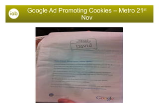 Google Ad Promoting Cookies – Metro 21 st  Nov 