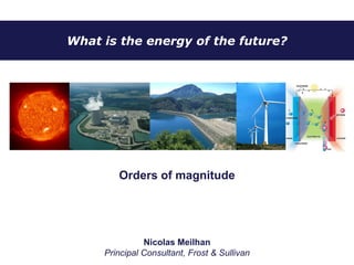 What is the Energy of the Future?
Nicolas Meilhan
Principal Consultant, Frost & Sullivan
January 2017
 
