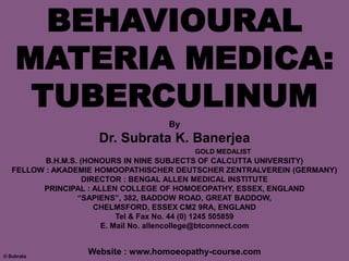 By
Dr. Subrata K. Banerjea
GOLD MEDALIST
B.H.M.S. (HONOURS IN NINE SUBJECTS OF CALCUTTA UNIVERSITY)
FELLOW : AKADEMIE HOMO...