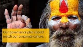 Our governance plan should 
match our corporate culture. 
 