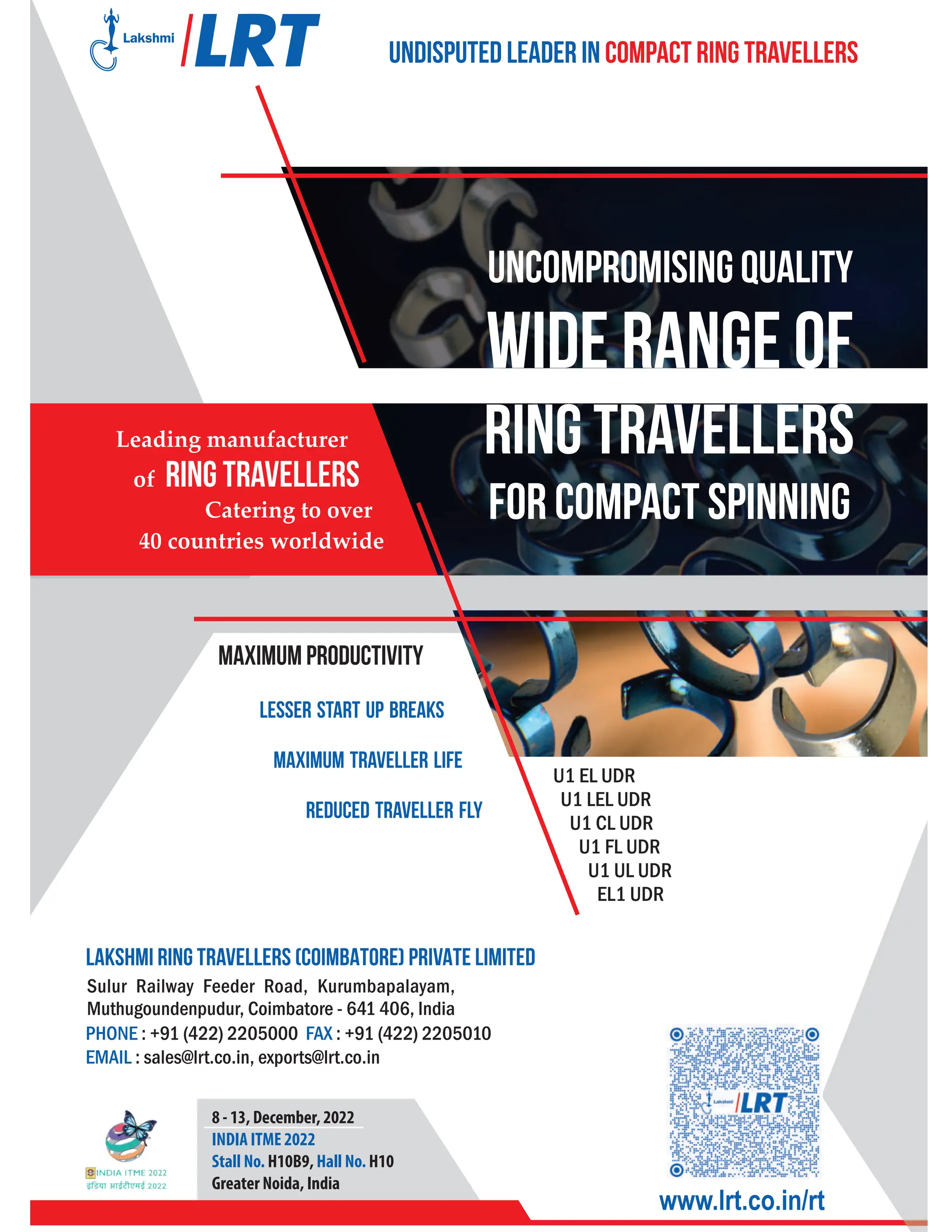 8 - 13, December, 2022
INDIA ITME 2022
Stall No. H10B9, Hall No. H10
Greater Noida, India
 