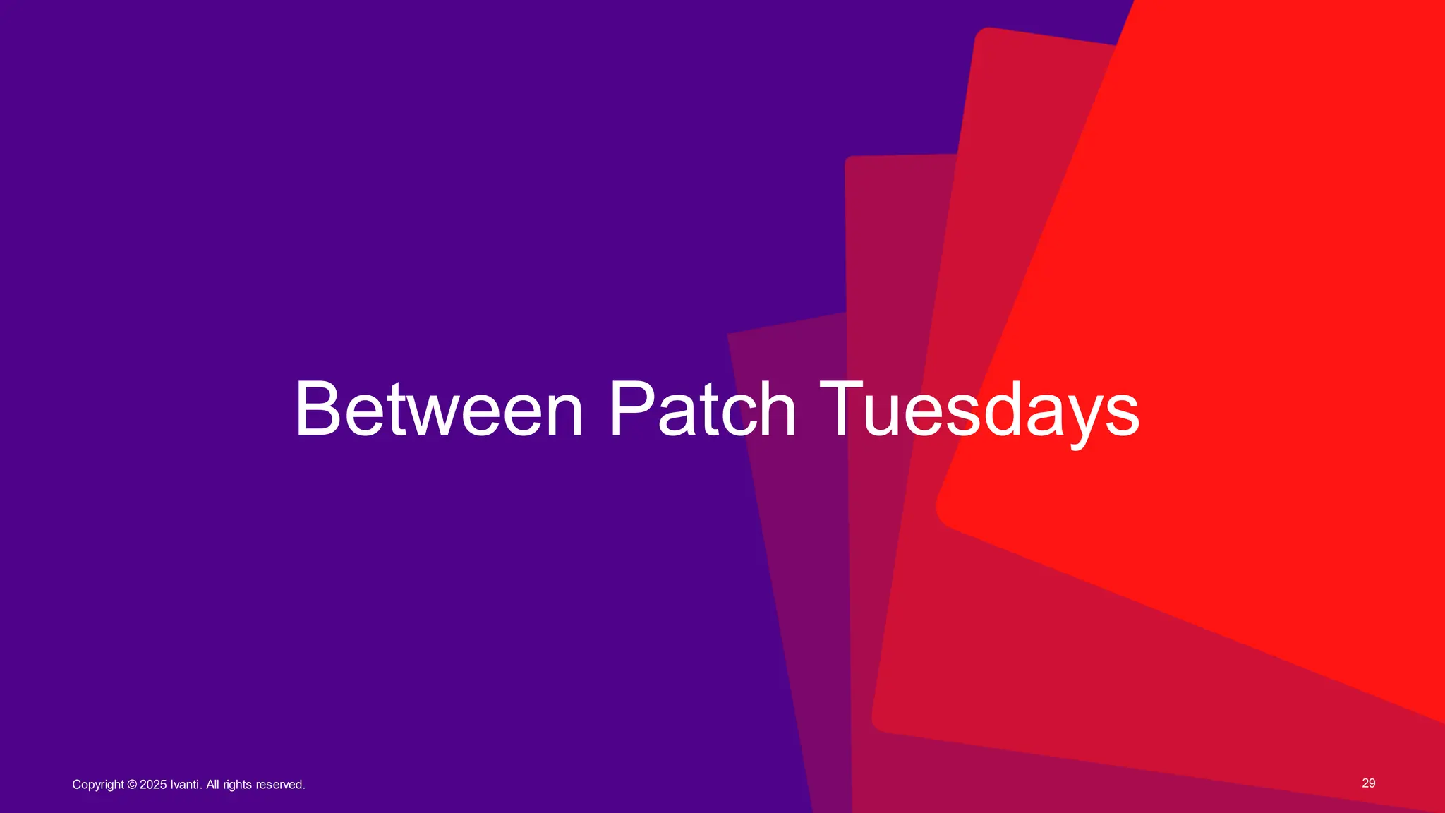 Copyright © 2025 Ivanti. All rights reserved. 29
Between Patch Tuesdays
 