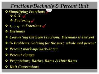 Fractions/Decimals & Percent Unit

 