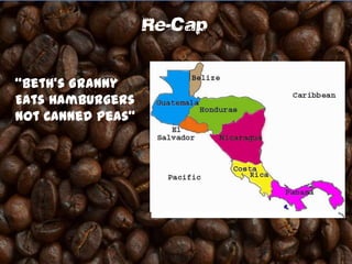 Re-Cap
“Beth’s Granny Eats
Hamburgers Not Canned Peas”
 