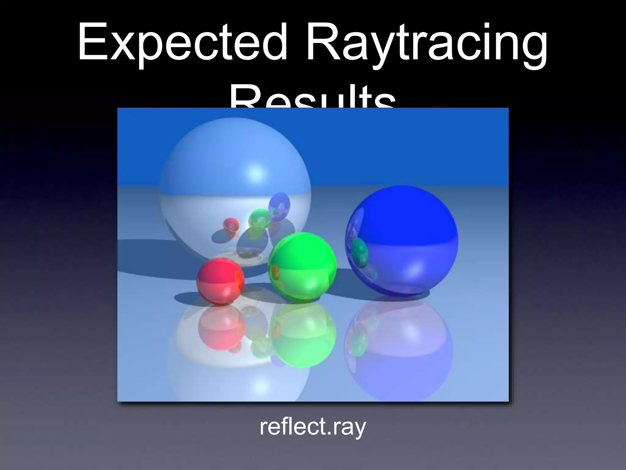 Expected Raytracing
Results
reflect.ray
 