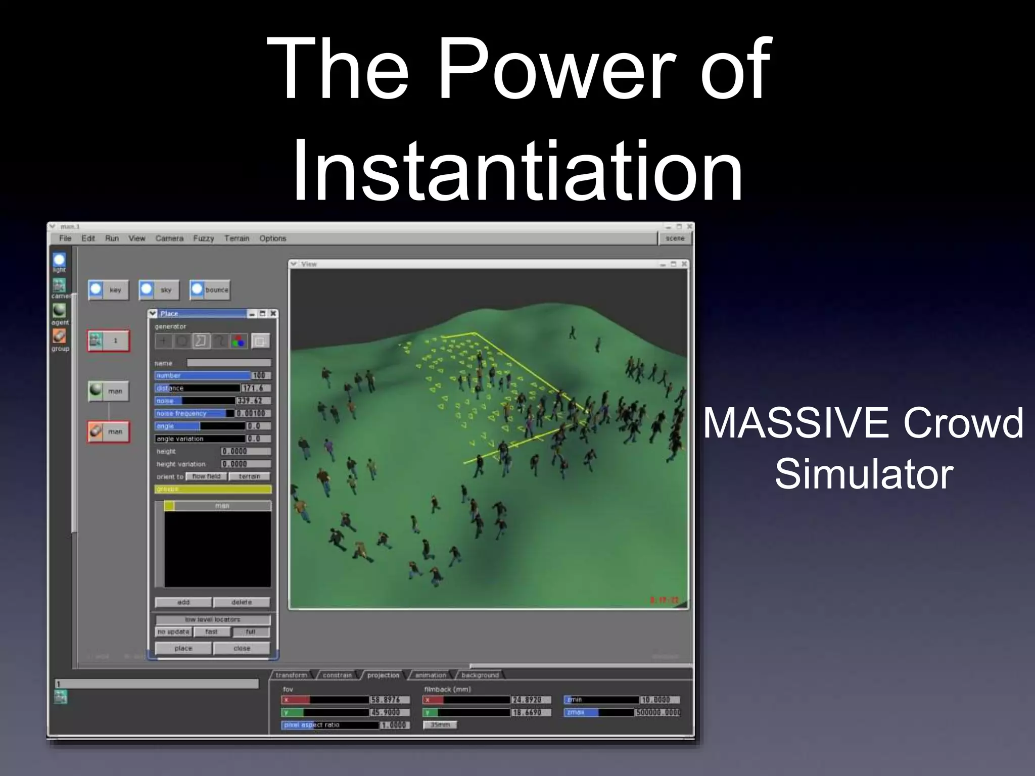 The Power of
Instantiation
MASSIVE Crowd
Simulator
 