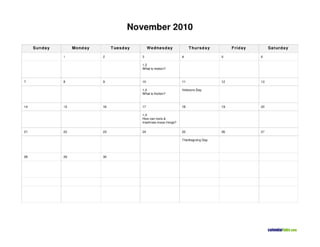 November calendar- Science
