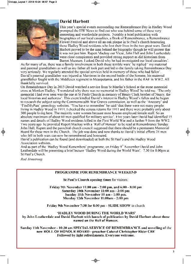 hadley wood news november