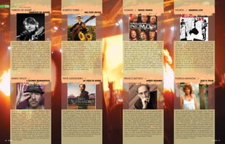 m usic

Alfonso Benevento
Alfonso Benevento

Fabrizio De André /

Roberto Fabbri /

Il racconto degli 8 tour della sua intensa carriera live (dal
1975 al 1998) attraverso bootleg inediti e registrazioni,
fotografie di backstage e manoscritti. Esce “Fabrizio De
André”, la raccolta completa dei live del grande cantautore genovese, in 16 cd (2 per ogni tour), con le sue
indimenticabili canzoni, le sue celebri pause, i preziosissimi e inediti ‘parlati’ con cui spesso introduceva o chiudeva l‘esibizione. Completa il racconto della persona e
dell‘artista che è stato Fabrizio De André un libro di 192
pagine con foto, memorabilia (come biglietti e manifesti
dei concerti nelle varie città), appunti. Un cofanetto da
collezione, un must have per tutti gli amanti del mitico
Faber, ancora oggi continuamente ricordato per la sua
raffinatissima poetica, e, più in generale, della musica
d‘autore.

Mario Venuti /

Fabrizio De André

L‘Ultimo Romantico

A 3 anni di distanza da ‚‘Recidivo‘‘ (2009) e dopo
l‘esperienza teatrale con il musical ‚‘Jesus Christ
Superstar‘‘,Mario Venuti torna con ‚‘L‘ultimo romantico‘‘.
Nell’album 12 inediti, scritti dal cantautore siciliano, che
ne è anche produttore artistico. Tra i brani, ‚‘Fammi il
Piacere‘‘,dedicato a «tutto quello stuolo di ragazze col
tacco 12 che vogliono farsi strada a tutti i costi nella vita»
o “Trasformazioni”. «Una canzone nata parecchio tempo
fa, quando si parlava già tanto della fine del mondo
predetta dai Maya. Io ci credo poco, ma dobbiamo
fare quel che dobbiamo, anche se domani finisse tutto»,
spiega l’artista. Dall’infondibile voce, con quel suo modo
di scandire le parole. Quest’anno 30 anni di carriera,
considerando l’esordio con i Denovo, gruppo simbolo
della realtà rock catanese degli anni ‚80, da molti accostato
30 INEWS ai Beatles.

Nomadi / terzo tempo

Negrita / Negrita live

Una raccolta di 17 composizioni inedite, in cui ognuna
narra una storia, un sentimento, un luogo o un avvenimento, con l’obiettivo di riportare la chitarra classica,
lo strumento romantico per eccellenza, al grande pubblico e negli importanti cartelloni concertistici. „Nei tuoi
occhi“, firmato dal chitarrista e compositore romano Roberto Fabbri, propone melodie briose ed effervescenti
quanto dolcemente chiaroscurate, a seconda dei temi.
«Dopo i primi due cd “Beyond” e “No Words”, dove il
racconto è affidato principalmente solo alla mia chitarra,
nel mio nuovo disco ho voluto alternare ai brani solistici composizioni per quattro chitarre e per chitarra con
quartetto d’archi», spiega Fabbri. Che non ha bisogno
di una rilevante complessità armonica per raccontarsi,
disponendo del raro dono della sintesi.

Dopo il successo della raccolta “Cuore Vivo”, i Nomadi
tornano con un nuovo album registrato in studio, “Terzo
tempo”. «Questo lavoro rappresenta una sorta di terzo
tempo della nostra vita. Ci sono delle novità, dall‘arrivo
del nuovo cantante (Cristiano Turato, che sostituisce Danilo Sacco) fino ad un nuovo modo di suonare, che
per noi è stato una specie di svolta. Pur rimanendo gli
stessi e mantenendo il nostro spirito di sempre nel fare
le canzoni, abbiamo anche sperimentato cose nuove»,
racconta Beppe Carletti, componente storico della formazione, che l‘anno prossimo festeggerà i suoi primi
cinquant‘anni di carriera. Anticipato dal singolo “Ancora
ci sei”, il disco è anche il primo che il gruppo è andato
a masterizzare all‘estero,scegliendo per l‘occasione uno
studio di Londra.

“Gioia Infinita”, “Rotolando Verso Sud”, “Brucerò Per Te”,
„Magnolia“. Dopo il successo di “Dannato Vivere” e del
tour 2012, che li ha portati a girare tutta l‘Italia per un
anno intero, i Negrita celebrano le oltre 40 date live
con il loro primo album dal vivo, “Negrita Live”, CD +
DVD. Un‘occasione per lasciarsi trasportare dall‘energia
della band toscana, ripercorrendo in un solo colpo i suoi
quasi 20 anni di onorata carriera. Il CD, anticipato da
“La Vita incandescente”, una scanzonata ballata dalle
decise sonorità funk-rock, raccoglie 14 brani estratti dal
concerto di Roma del 5 maggio scorso, mentre il DVD
riprende la strepitosa atmosfera che il gruppo musicale
italiano alternative rock per eccellenza ha saputo creare
alla tappa milanese da tutto esaurito dell’11 febbraio.

Frate Alessandro /

Franco Battiato /

fiorella mannoia /

Dal celebre tema “Fratello Sole, Sorella Luna” del film di
Zeffirelli su San Francesco all’”Ave Maria” di Schubert,
da “Panis Angelicus” al “Kirie” della Misa Criolla. Finalmente disponibile l’atteso album (registrato presso i mitici
studi Abbey Road!) di Frate Alessandro Brustenghi, il primo frate nella storia ad avere firmato un contratto discografico con una major. Il 34enne francescano dalla voce
divina svolge la sua opera nella Basilica di Santa Maria
degli Angeli ad Assisi, accogliendo molti dei 6 milioni di
visitatori. Avendo fatto voto di povertà, frate Alessandro
non accetterà denaro proveniente dalle vendite del CD
e la sua vita quotidiana non subirà alcun cambiamento. I
proventi dell’album andranno direttamente all’Ordine dei
Frati Minori per le loro attività di beneficenza.

Ben 28 album in studio e il primo di soli inediti dal 2007
(“Il vuoto”) per Franco Battiato, che pubblica “Apriti Sesamo”. Un ricercato racconto musicale che si dipana attraverso 10 brani, che sanno ben rappresentare il Battiato
più pop, l’instancabile suggeritore di scomposizioni ritmiche ardite, l’appassionato di musica operistica e della
canzone d’autore. Alcuni testi portano la firma di Manlio
Sgalambro, storico collaboratore del grande cantautore
siciliano. Brano apripista “Passacaglia”, un libero adattamento della composizione classica “Passacaglia della
vita” del sacerdote e compositore seicentesco Stefano
Landi, uno dei progenitori dell‘opera. Intanto Battiato
prepara il nuovo tour e il suo nuovo film sul vita del compositore tedesco Georg Friedrich Händel.

Nei tuoi occhi

La voce di Assisi

Apriti Sesamo

Sud Il Tour

Dopo l’uscita del nuovo disco di inediti “Sud”, Fiorella
Mannoia ha raccolto in 2 CD + DVD lo strepitoso tour
che ne è seguito. Sono i ritmi ed i colori del Sud i veri
protagonisti di „Sud Il Tour“, oltre ai brani contenuti, tutte
hit dell’artista romana (“Il Cielo D‘Irlanda”, “Mio Fratello
Che Guardi Il Mondo”, “Quello Che Le Donne Non Dicono”, “Oh Che Sarà”, “Sally”…), in una versione assolutamente inedita, che mescola le emozioni della canzone d’autore alla sfrenata cadenza di samba e capoeira,
regalando ancora più passionalità alla sua esibizione. A
rendere questo live travolgente, una grande band, composta anche da percussionisti e coristi del Projecto Axé
(Onlus che si occupa del recupero dei ragazzi di strada
in Brasile). Ospite d‘eccezione il rapper Frankie Hi-Nrg,
che l’accompagna in 3 brani.
INEWS 31

 