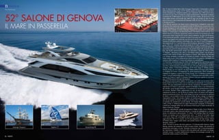 n autica
Pina Bevilacqua

52° Salone di Genova
Il Mare in passerella

Amerigo Vespucci

56 INEWS

Saphire 27

Ocean King 88

Dolphin 64 Cruiser,

Dai 72 metri di Stella Maris della Viareggio Superyacht, l‘ammiraglia a motore
della manifestazione, in giù. Al 52° Salone nautico di Genova, il punto di riferimento mondiale per l‘industria nautica e per i diportisti, ben 1.400 yacht in mostra contro la crisi. Che in Europa ha colpito pesantemente l’importante comparto
(costituito da 37.000 imprese, di cui il 97% piccole e medie; che da lavoro a 234
mila addetti diretti), provocando dal 2008 ad oggi una perdita di oltre 46 mila
posti di lavoro e una contrazione del fatturato totale di circa 3,4 mld di euro (pari
a 20 mld nel 2011).
Circa 900 gli espositori che hanno avuto a disposizione 4 padiglioni, ampi spazi
all’aperto e due marine per una superficie totale di 200mila mq, con percorsi colorati per distinguere le varie tipologie di prodotto esposte. Ospiti d‘onore i due più
grandi velieri italiani, la storica Amerigo Vespucci (82 metri), nave scuola della
Marina, e l‘ammiraglia a vela della flotta Perini, The Maltese Falcon (88 m). A celebrare ancora l’eccellenza cantieristica italiana la mostra di Fincantieri per il 20°
anniversario della conquista del record, tuttora imbattuto, da parte del Destriero,
il suo monoscafo-gioiello, costruito in meno di un anno nel 1991. La più grande
nave in lega leggera mai realizzata, uno dei mezzi navali con la maggiore concentrazione di efficienza, potenza e tecnologia, che, con i suoi 67 metri di lunghezza,
una larghezza di 13 e i suoi 60 mila cavalli di potenza, attraversò l‘Atlantico in 2
giorni 10h e 24‘, tenendo una velocità media di 53 nodi, con punte di 70, senza
fare rifornimento. A dire la verità, preziosa tutta la rassegna storica del Salone. In
passerella sei gozzi di varia provenienza, dal ponente ligure alla penisola sorrentina, alla Sicilia settentrionale, armati con vela latina e datati dal 1895 al 1950.
“U Dragun”, una lancia a due alberi a vela latina e armo remiero, che da anni si
cimenta nella risalita di fiumi, dall’Hudson al Paranà, dalla Senna alla Garonna
e al Tamigi, portando l’immagine di Camogli nel mondo. Il glorioso Drago, per
lungo tempo la più veloce imbarcazione diesel della sua categoria, impiegata con
successo dalla Guardia di Finanza nel contrasto al contrabbando.
Un boat show certamente specchio della crisi quello genovese, ma non per questo
privo di novità. A cominciare dai superyacht ‚travestiti‘ da rimorchiatori o aragostiere fino a barche da pesca con finiture di lusso. Di scena alla prestigiosa kermesse ligure, difatti, l’Ocean King 88 (lunga 26.60 metri, larga 8), firmata Adriatic
Marine Group, un vero explorer, ma dagli interni raffinati da mega yacht d‘altura.
La Dolphin 64 Cruiser, un‘aragostiera di ultima generazione ideata secondo gli
standard di eleganza e comfort da Ferretti Group, che si conferma azienda trend
setter. E per gli amanti della pesca  Osia 315, il fisherman puro nato dalla collaborazione tra Cantieri Capelli e il designer Roberto Curtò per regalare ai crocieristi
una vivibilità esterna nell’agio più assoluto.
Al Salone di Genova anche Saphire 27 (9 metri), uno scafo con un motore fuoribordo elettrico che non si vede e non si sente come un entrobordo. Un monotipo di
9 metri  che, pur mantenendo le doti di velocità, semplicità e flessibilità d‘uso del
catamarano di classe A, può anche ospitare la famiglia. Che si vara direttamente
dal carrello, senza bisogno della gru. La scommessa di un professionista svizzero
di Lucerna, Michael Tobler, appassionato di vela, da anni assiduo regatante di
catamarani di classe A, che ha deciso di mollare tutto e di buttarsi nell‘industria
nautica la primavera scorsa. «Per molto tempo ho cercato sul mercato un qualcosa
di simile e, non avendolo trovato, ho deciso di fare da me», spiega il coraggioso
imprenditore-velista. Che produce Saphire nel cantiere polacco Delphia Yachts,
uno dei più grandi in Europa, in grado di produrre oltre 1.000 barche l‘anno, ma
avvalendosi di stimatissimi cervelli italiani. Di Claudio Maletto (progettista, tra
l‘altro, di ben 11 imbarcazioni di Coppa America) per il progetto, di Alessandro
Castelli per il disegno delle vele, di Francesco Pelizza per lo studio strutturale, di
Mauro Sculli per il design.
A Genova, naturalmente, grande protagonista il Made in Italy. Con il Wider 42,
il cui scafo, grazie a due estensioni laterali, è in grado di raddoppiarsi e, al tempo
stesso, di stabilizzarsi ulteriormente. Il Lobster 360 Goldstar Sport dei Cantieri
Estensi, un natante (cioè un’imbarcazione sotto i 10 metri) di 36 piedi, lungo
11,65 metri, largo 3,90, omologabile anche come imbarcazione. Il nuovo e maneggevolissimo AB 78, il ‚missile‘ da 50 nodi progettato da Fipa Group, interni
in bambù scuro, wengé e pelli chiare, due potenti motori CAT da 1.825 cavalli,
idrogetti, carena a V.
Tanto l’hi-tech in mostra alla fiera genovese. Il Flyboard della francese Zapata
Racing, pensato dal campione di moto d‘acqua Franky Zapata, che permette la
propulsione sott‘acqua e in aria. Prototipi avveniristici tipo il minisommergibile
per ispezionare i fondali e il piccolo robot che pulisce gli scafi anche sott‘acqua,
entrambi toscani. La pinna stabilizzatrice elettrica (la tecnologia normale le fa
idrauliche!) della comasca Cmc Marine.
INEWS 57

 